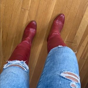 Tall leather boots Red